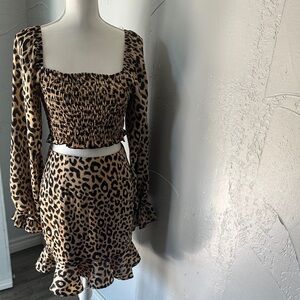 Leopard Print Skirt Set